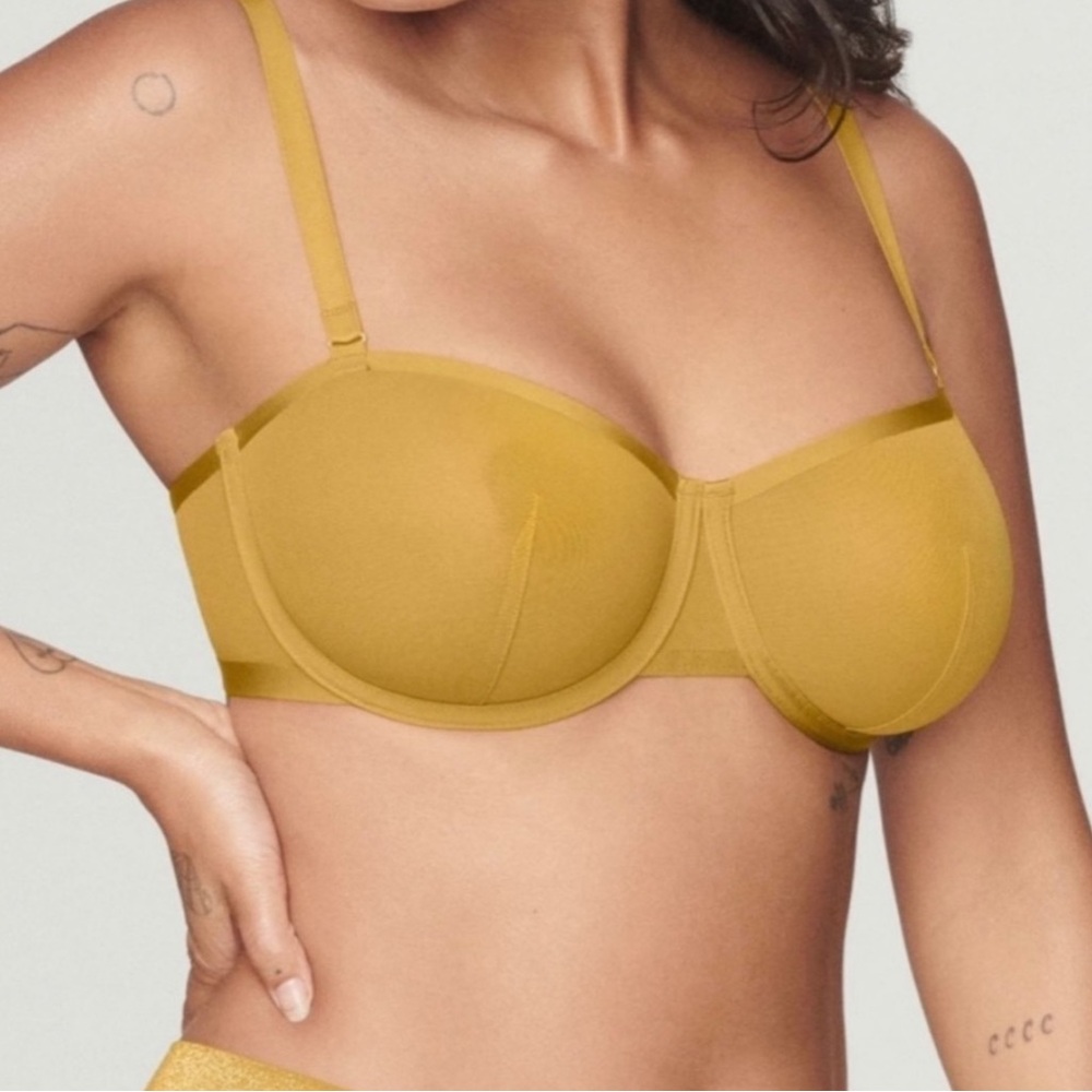 Cuup mesh Balconette bra in gold